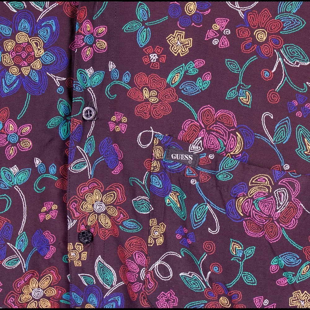 Vintage 80s Guess Marciano floral button down - Picture 2 of 7